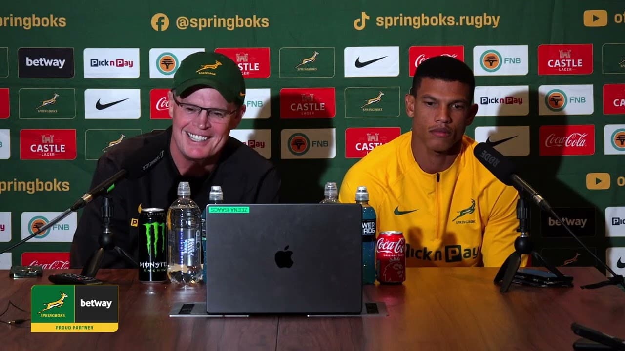 Springbok team announcement with Rassie Erasmus and Kurt-Lee Arendse