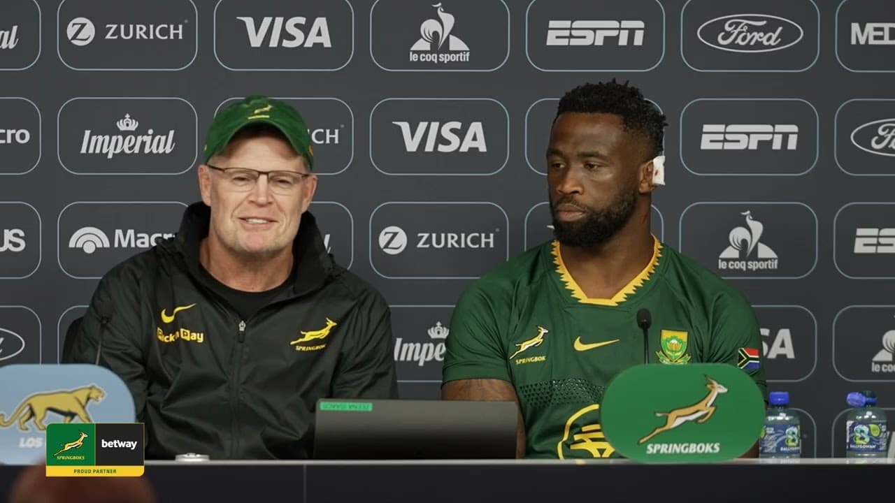 Springbok media conference with Rassie Erasmus and Siya Kolisi