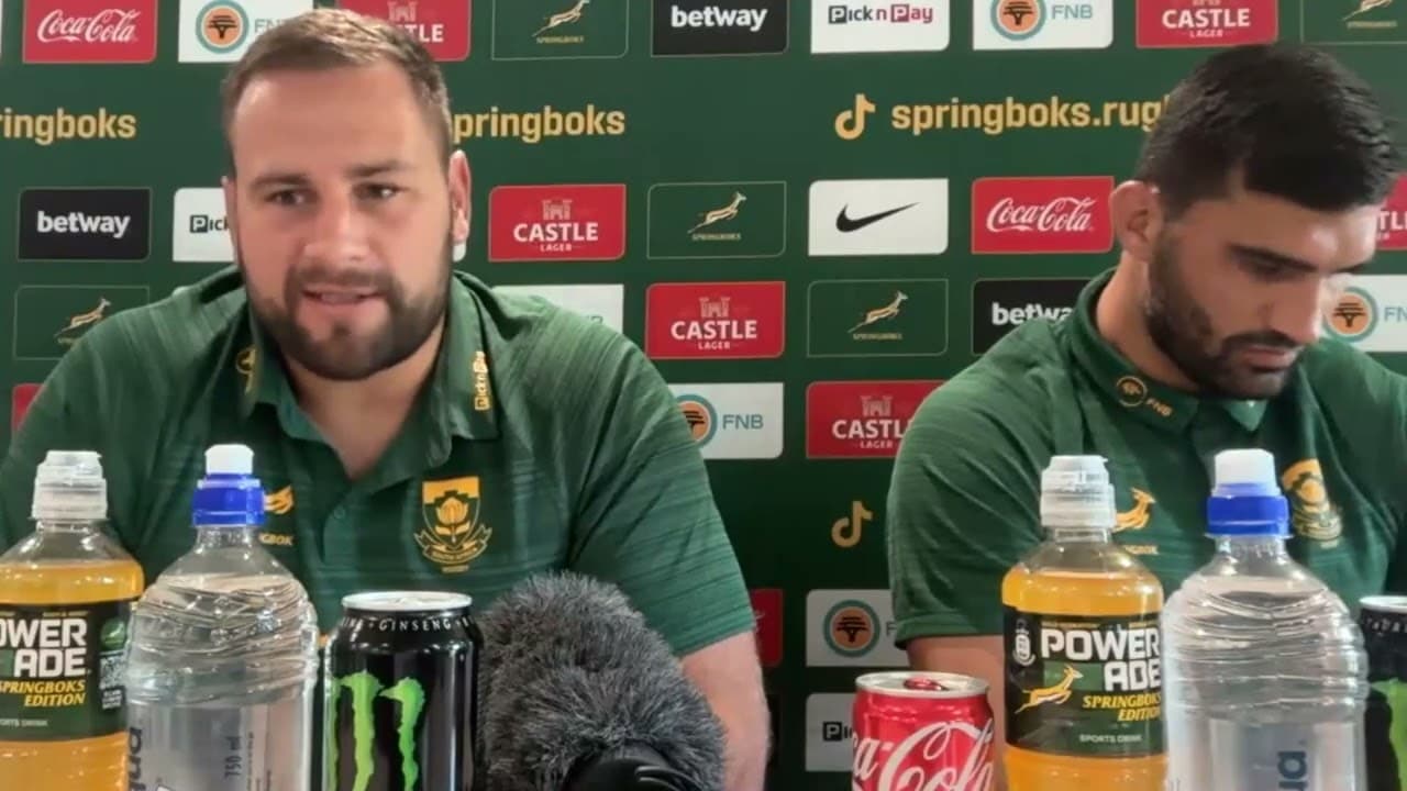 Springbok media conference with Thomas du Toit and Damian de Allende