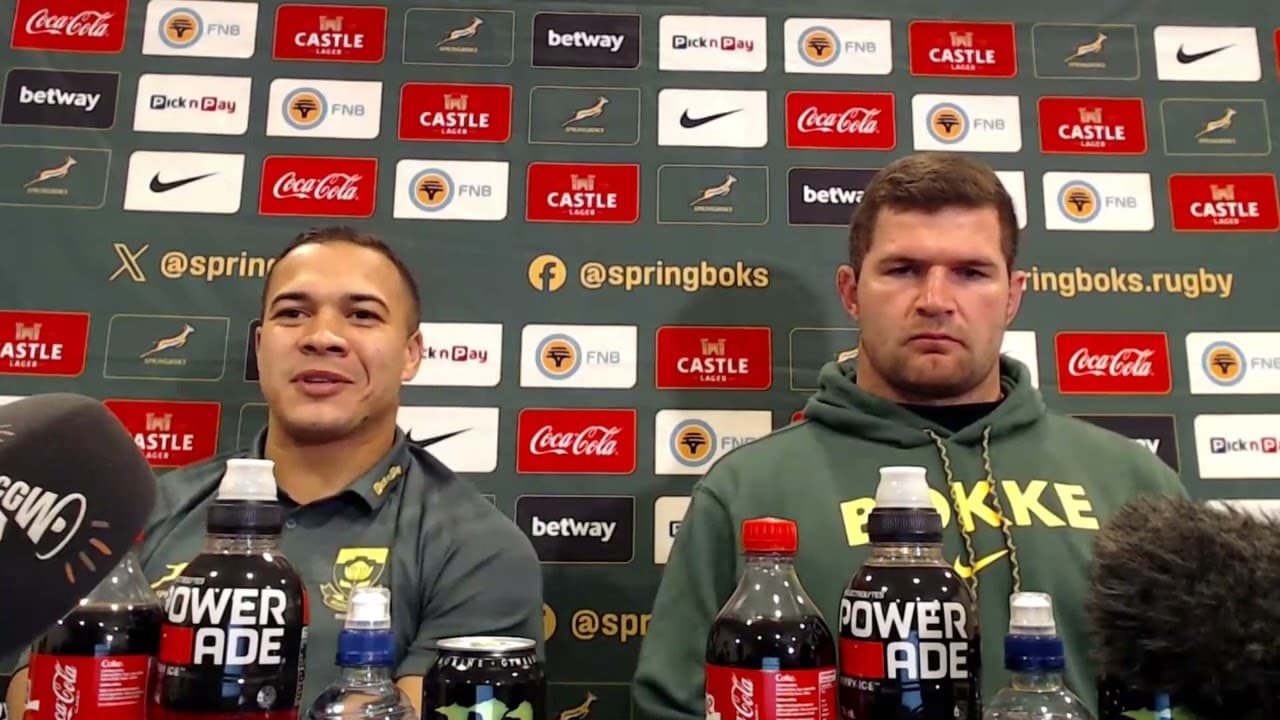 Springbok media conference with Cheslin Kolbe and Marco van Staden