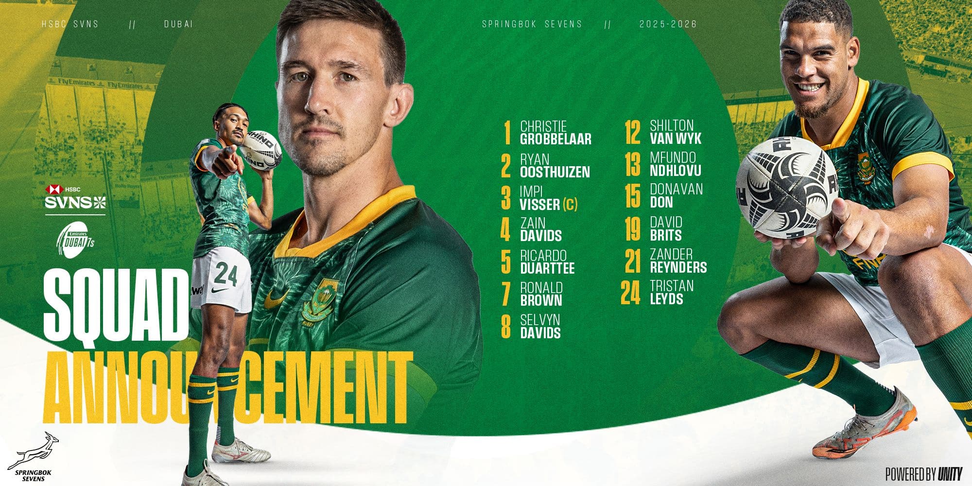 Experienced Blitzbok squad named for season opener in Dubai