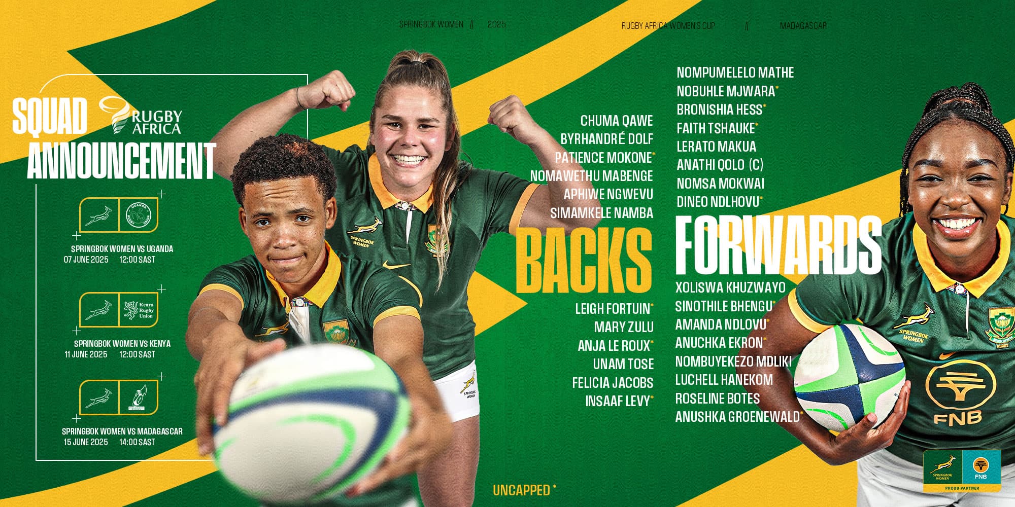 Qolo to lead Springbok Women to Madagascar