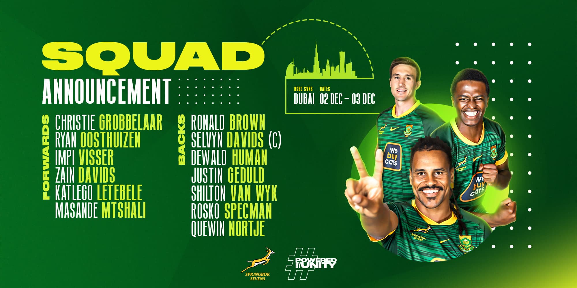 Selvyn Davids to lead Blitzboks on Dubai mission