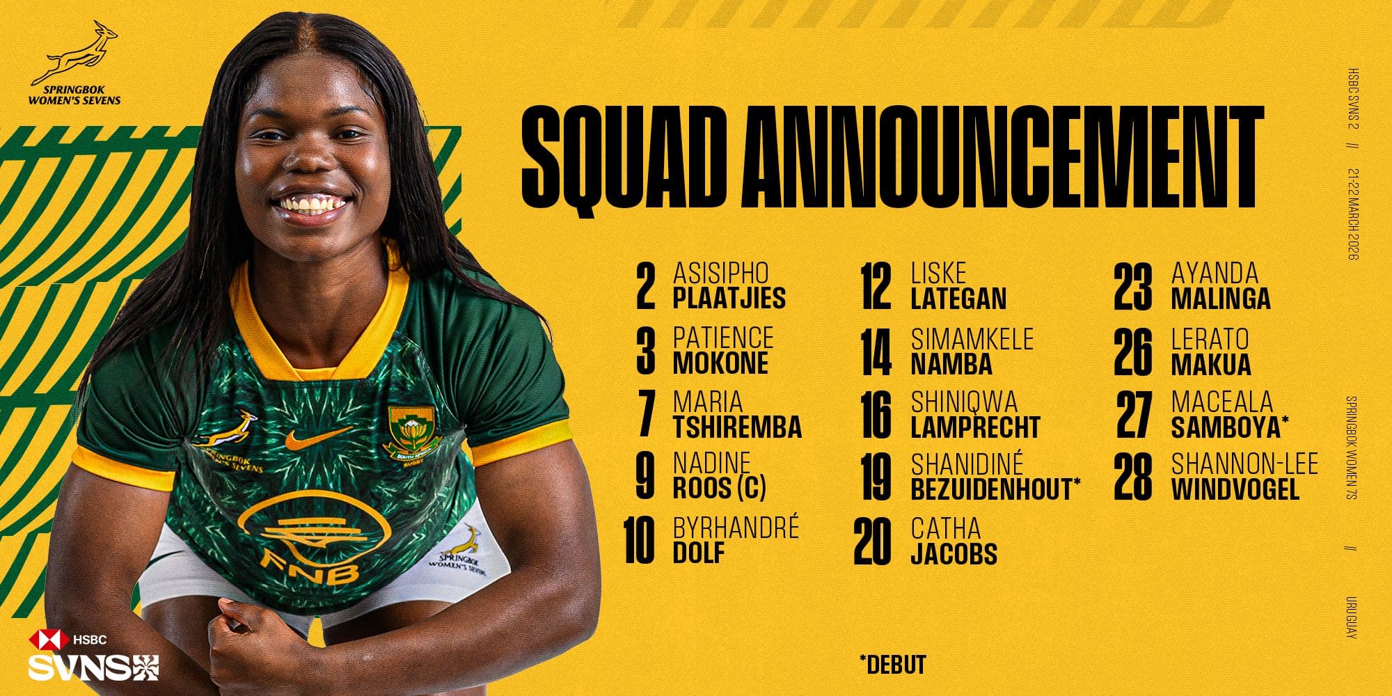 Afrika names Bok Women’s Sevens squad for South America