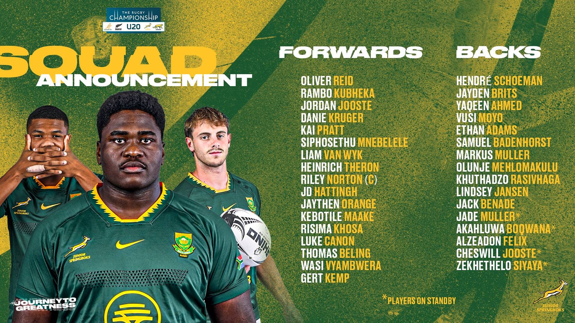 Norton to lead exciting Junior Bok side in U20 Rugby Championship