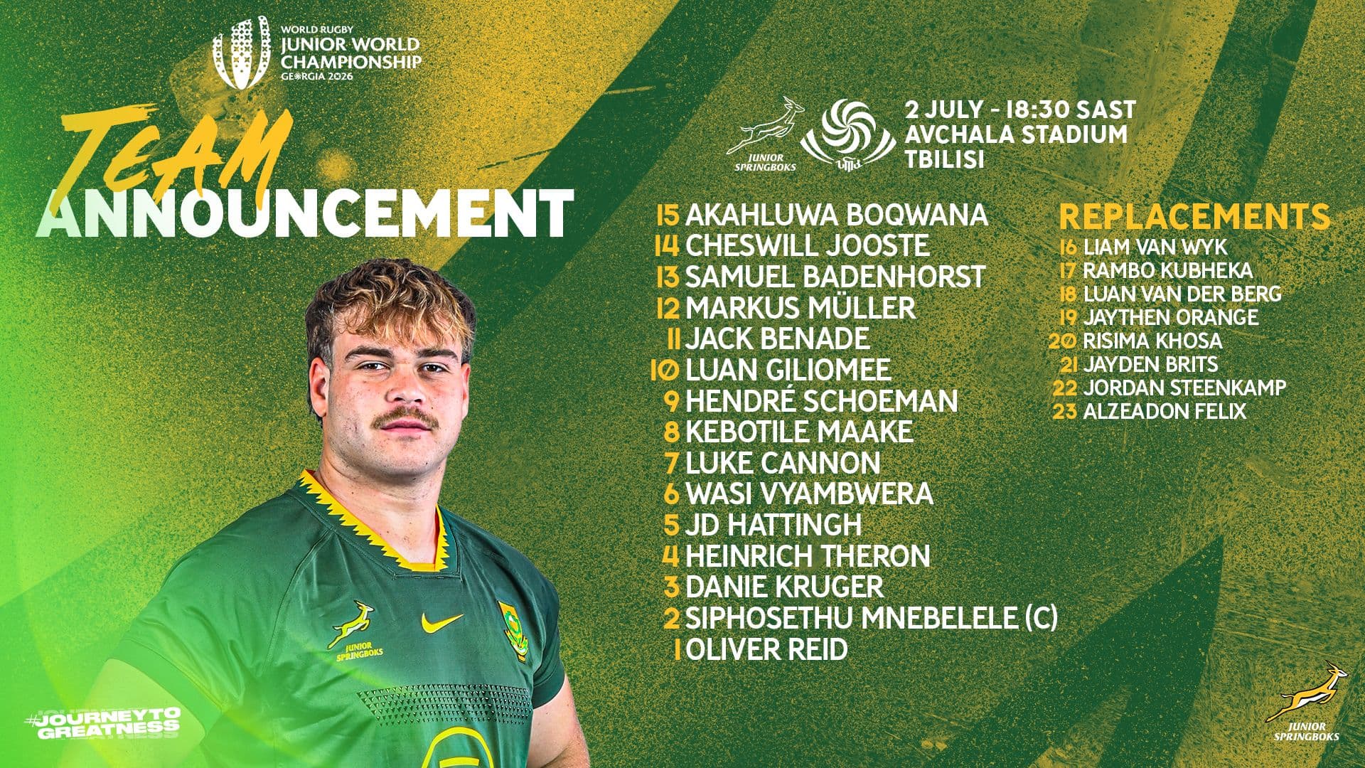 Foote rotates Junior Bok side for Georgian showdown