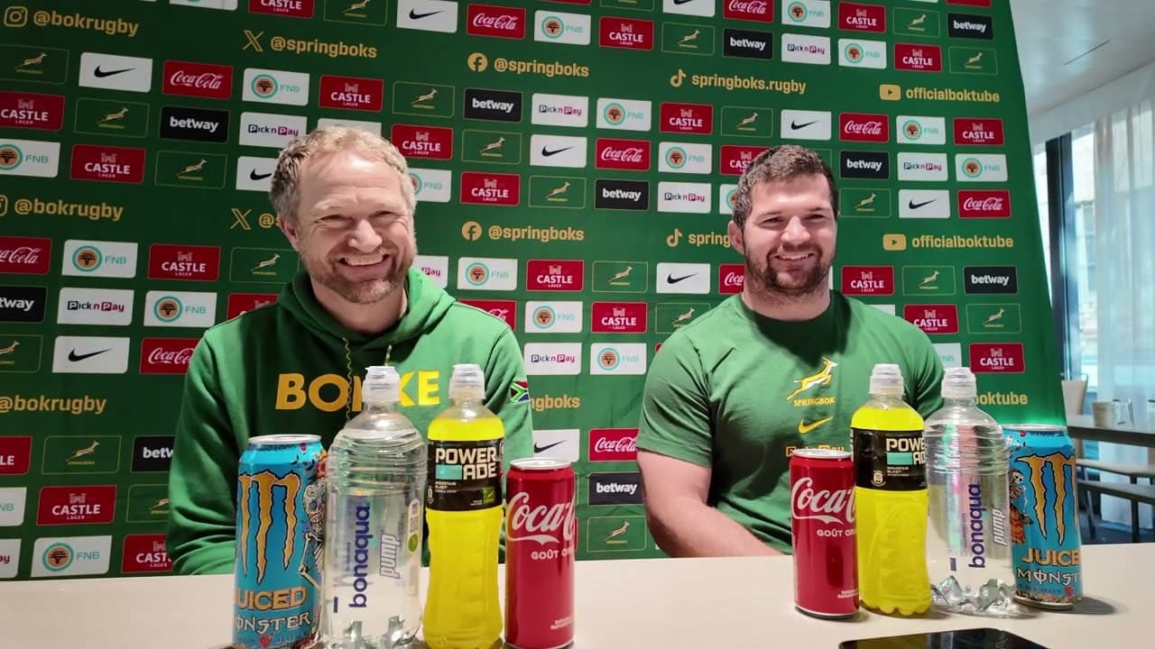 Springbok media conference with Tony Brown and Marco van Staden