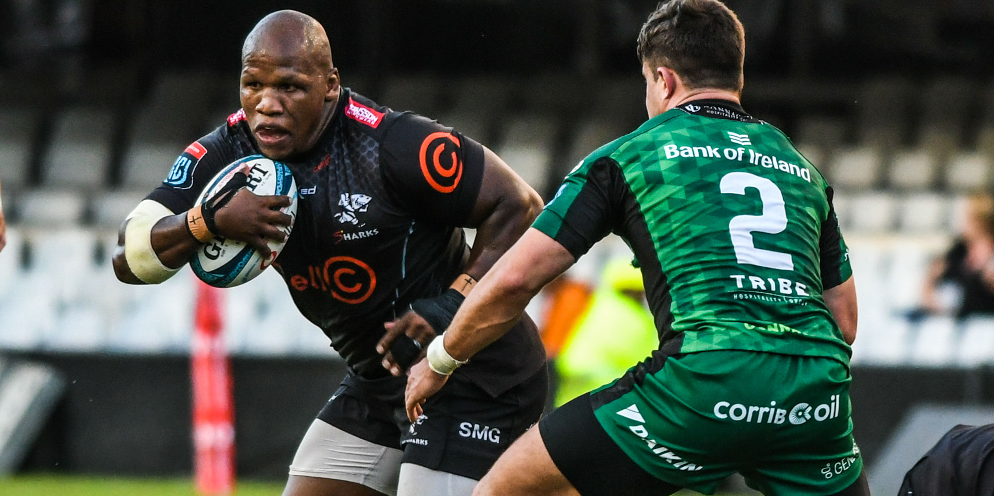 Bongi Mbonambi scored one of the Cell C Sharks' tries against Connacht.
