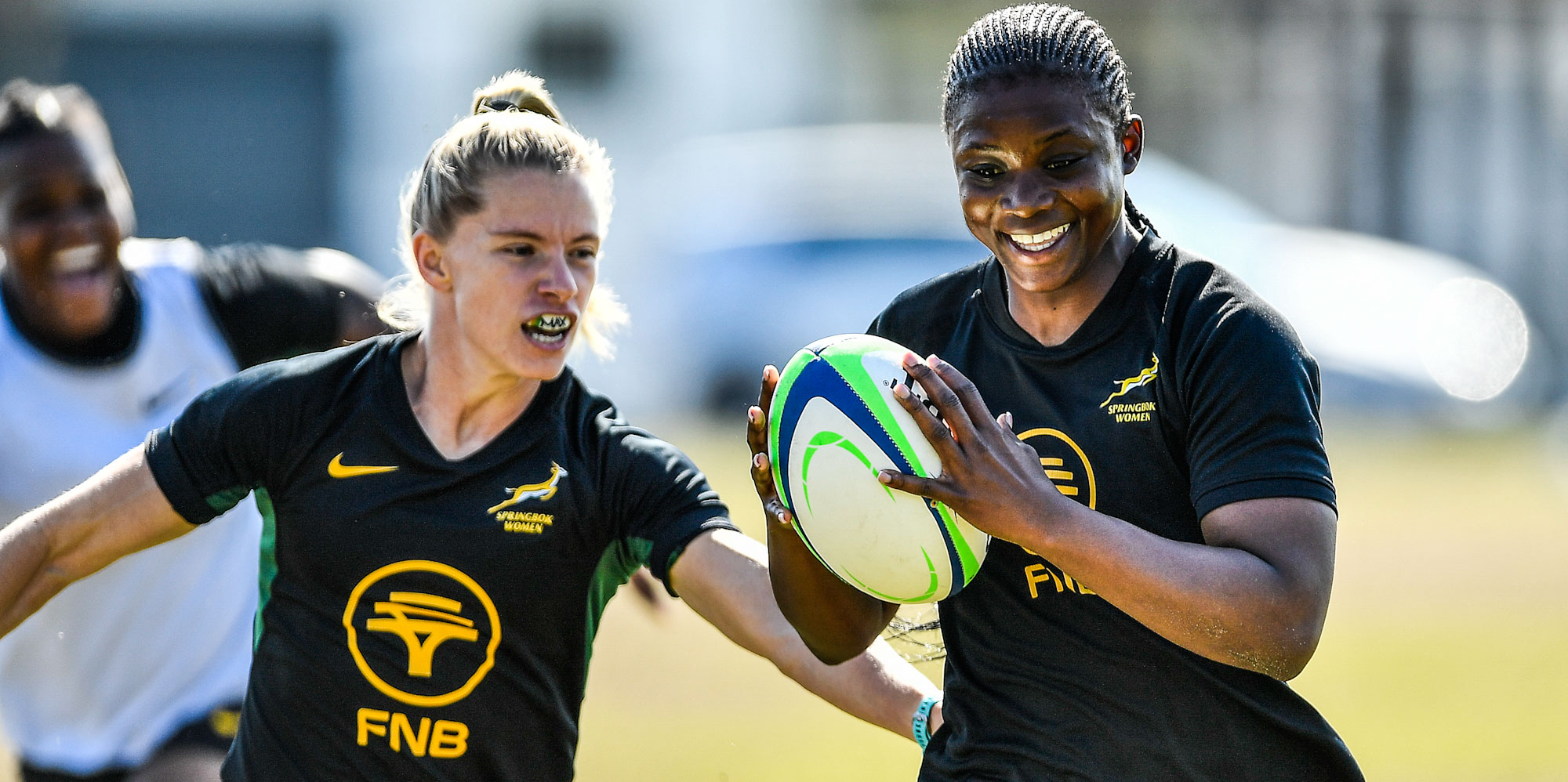 Nomawethu Mabenge in training with Nadine Roos (left).