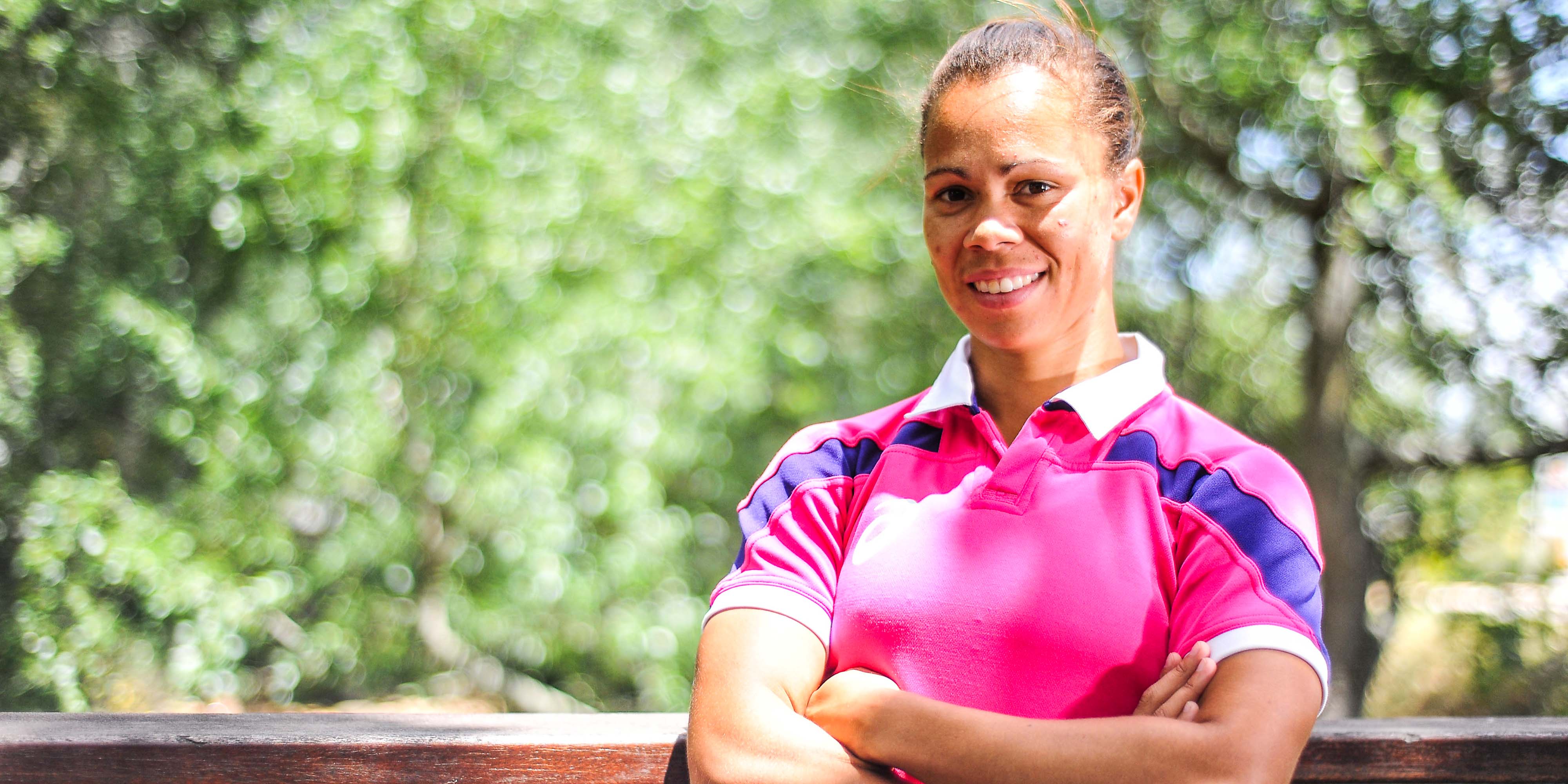 Mathrin Simmers early in her career as a Springbok Women's Sevens player.