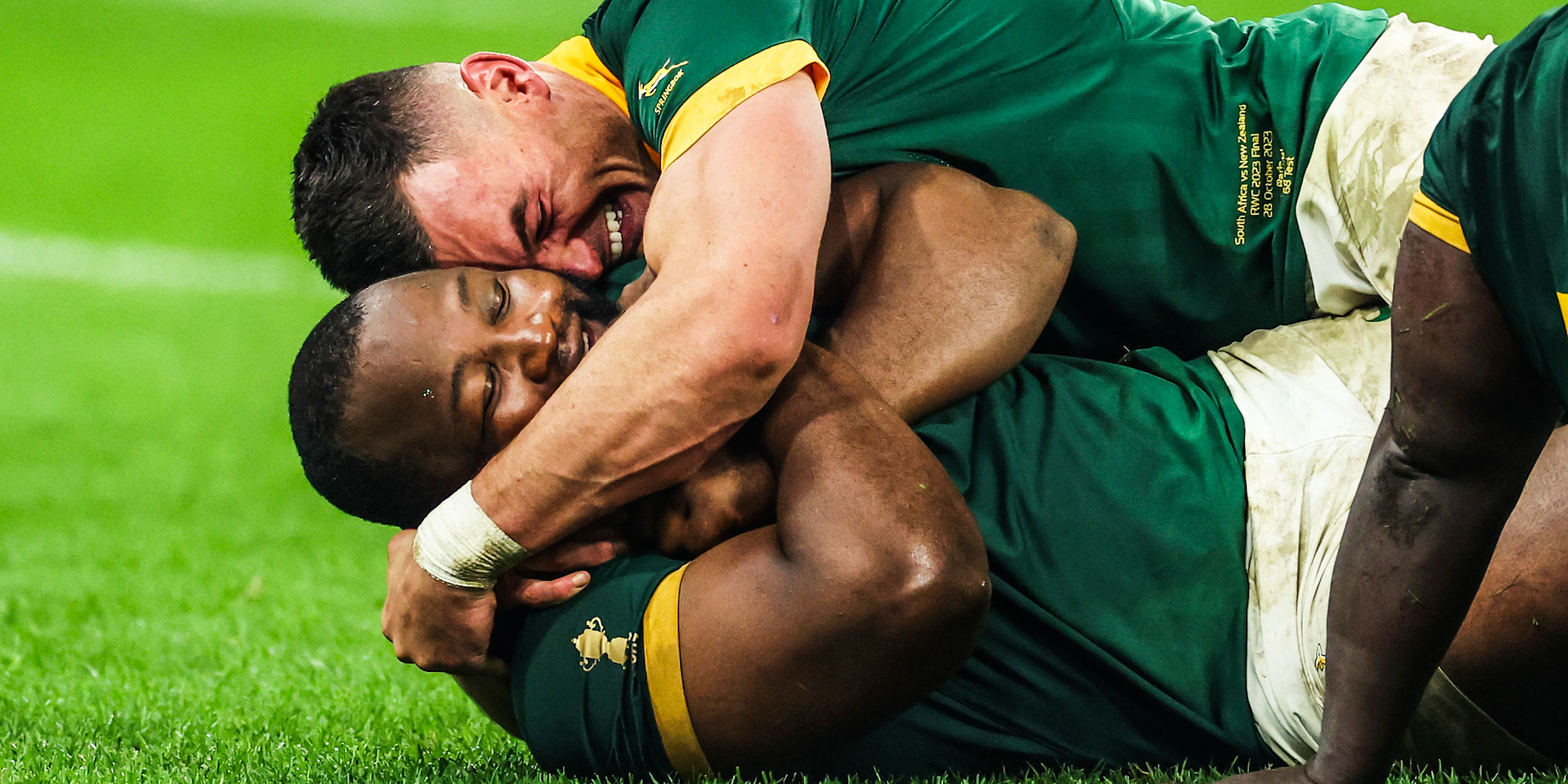 A moment of pure elation between Jesse Kriel and Ox Nche