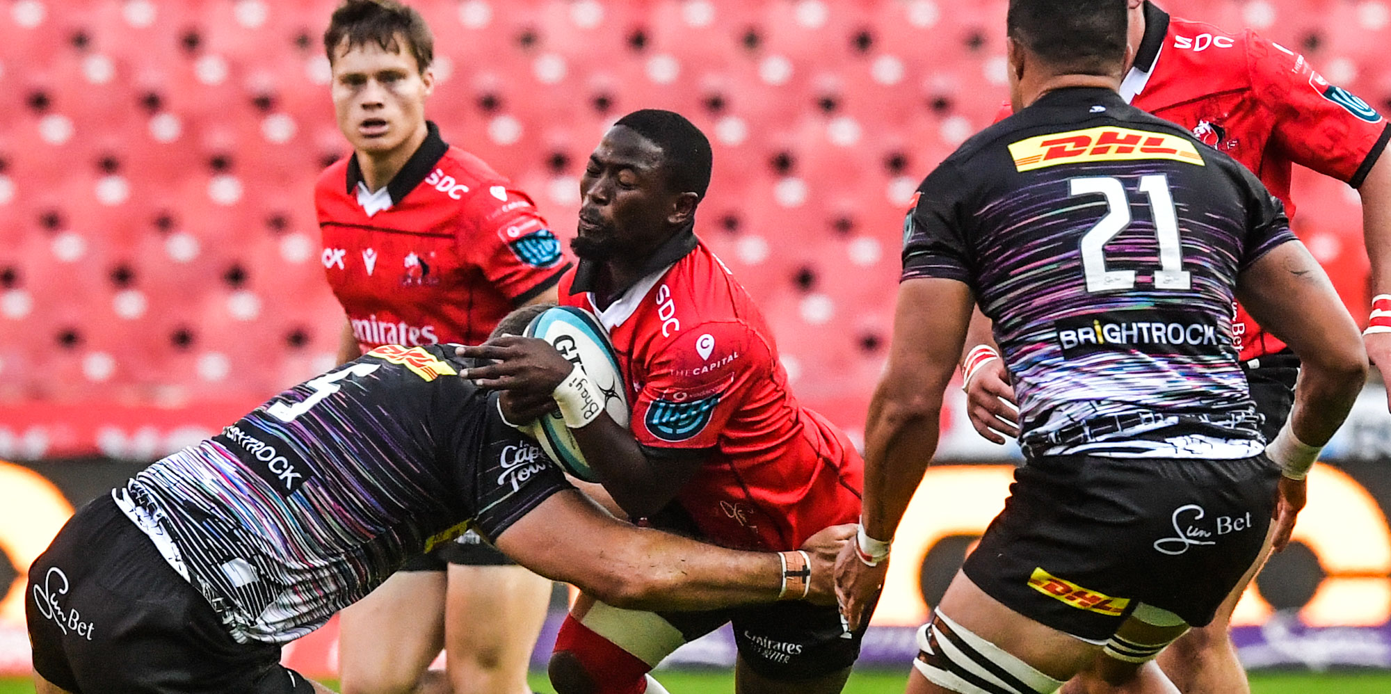 Sanele Nohamba of the Emirates Lions in action against the DHL Stormers earlier in the season.