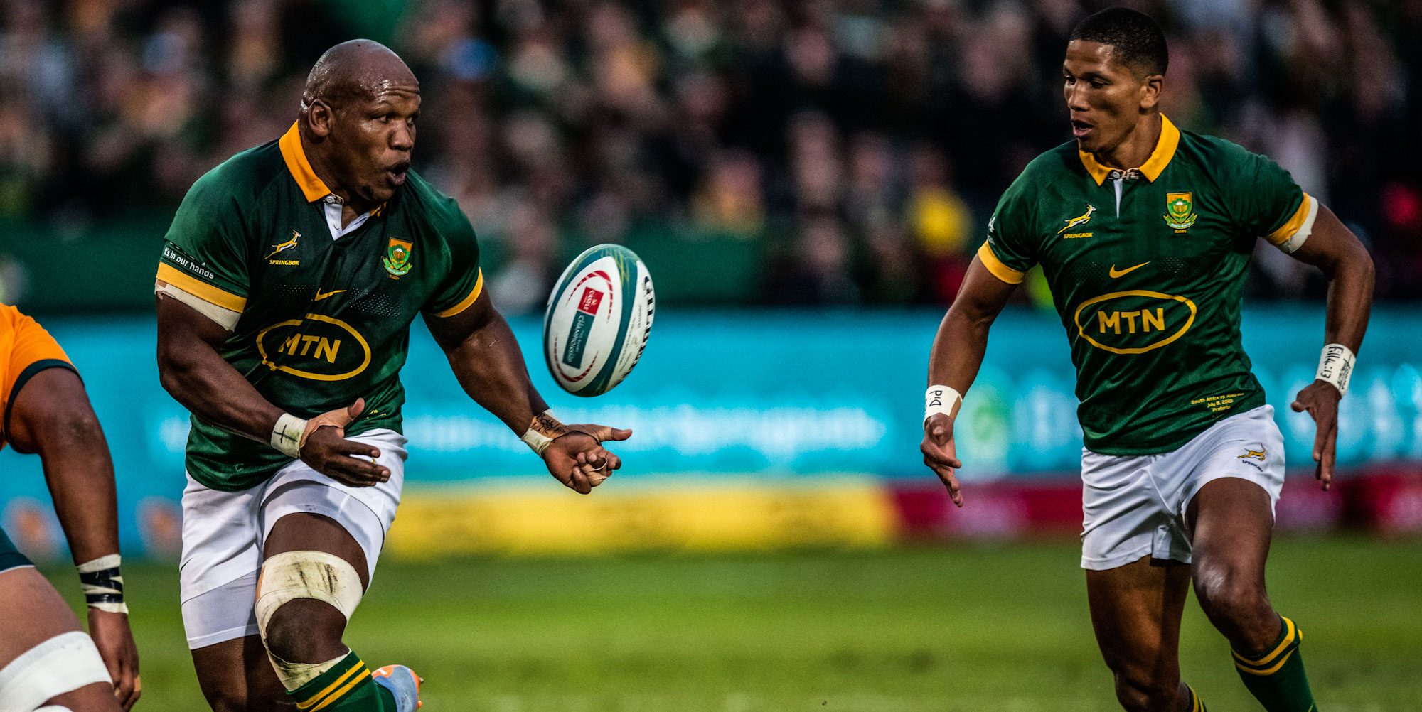 Bongi Mbnambi in action against Australia earlier this year.