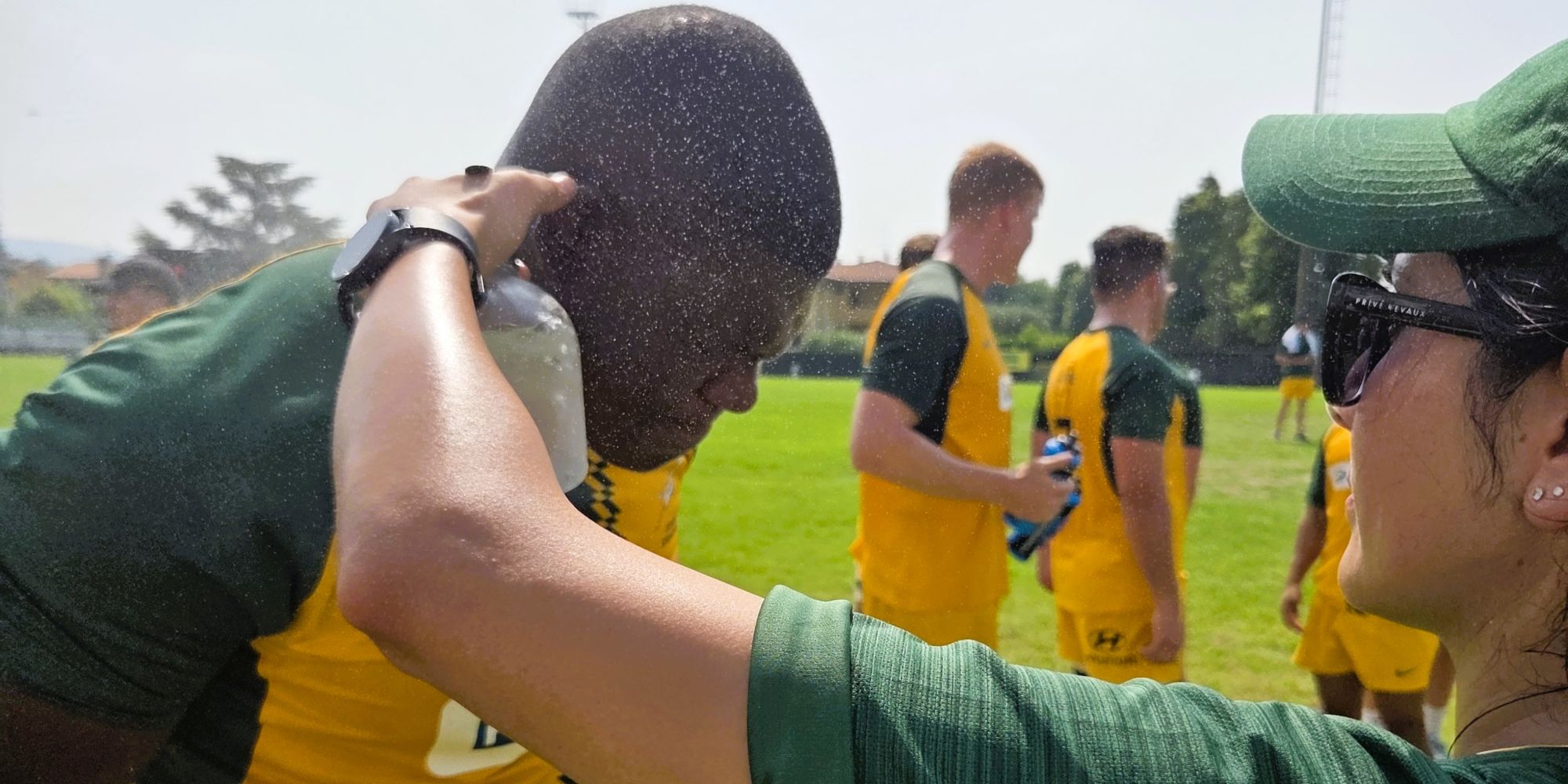 Batho Hlekani cools down in the Italian heat.