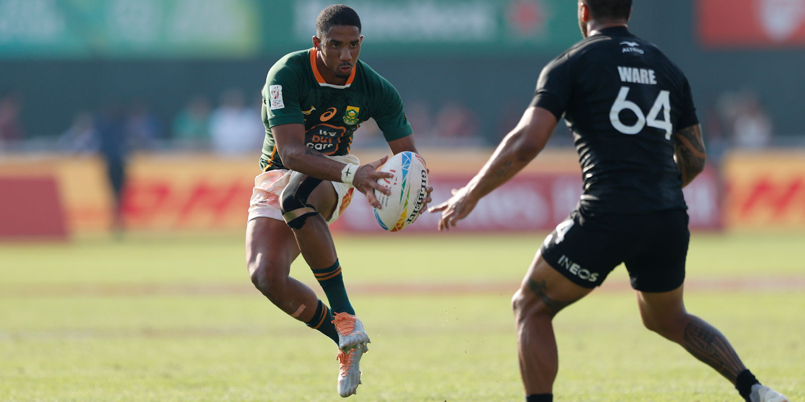 Shilton van Wyk in action against New Zealand Sevens.