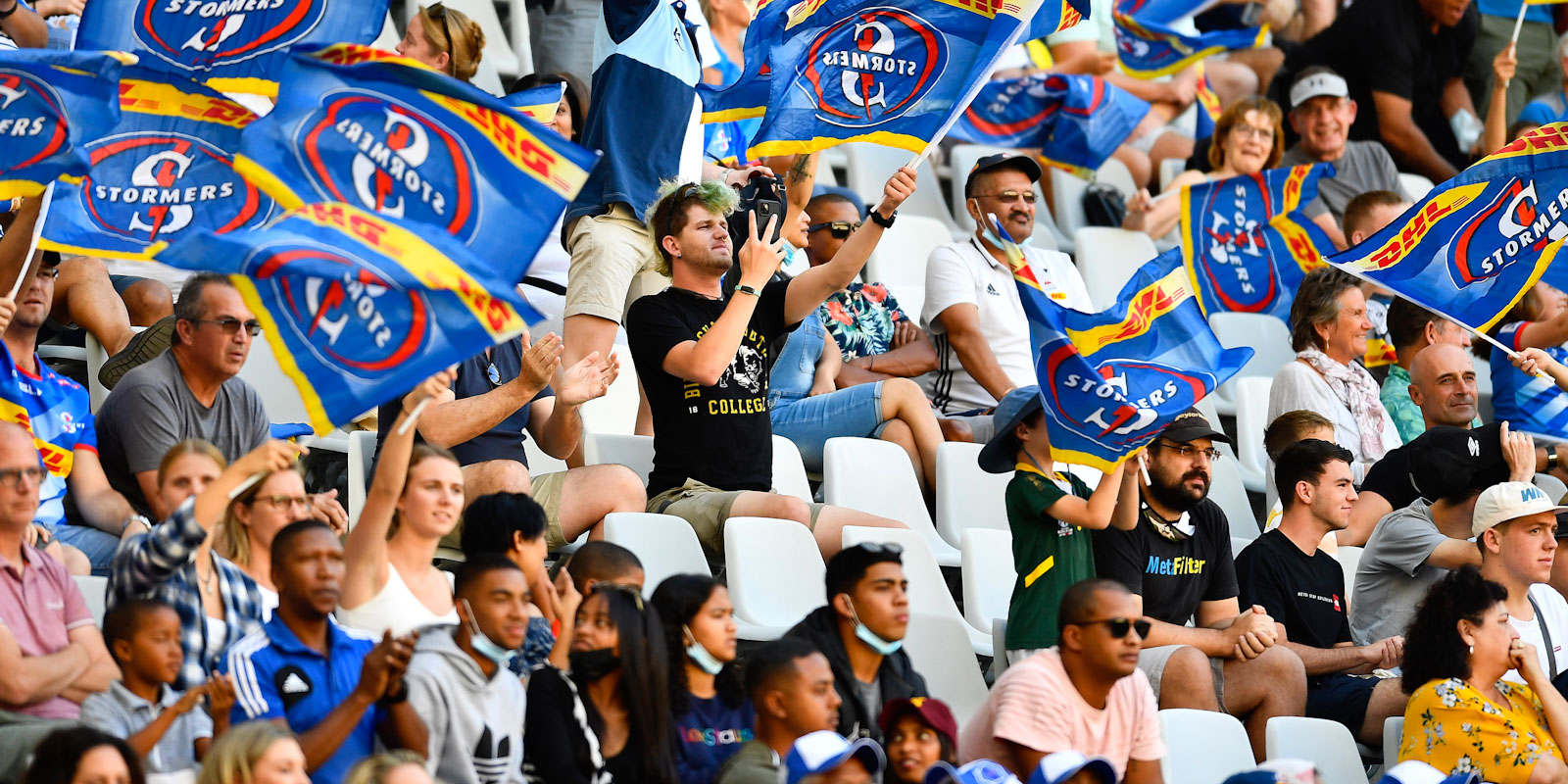Happy DHL Stormers fans in DHL Stadium, Cape Town.