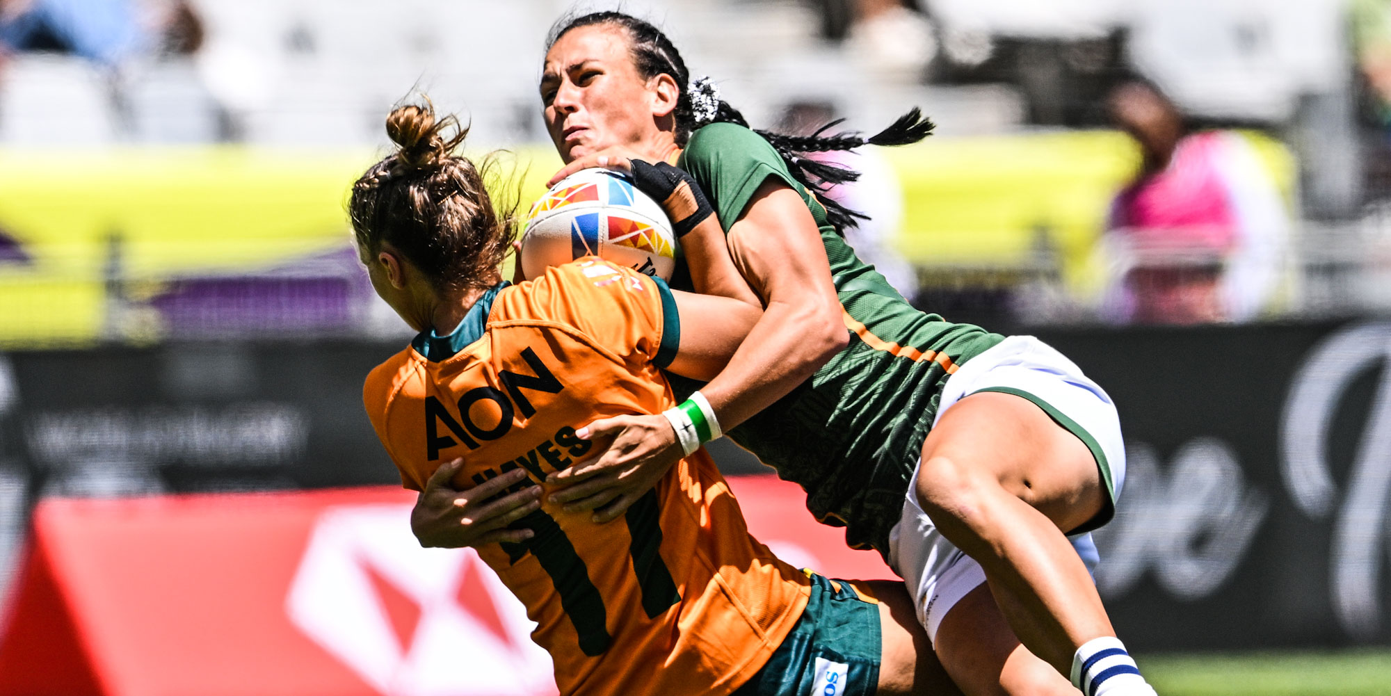 Marlize de Bruin with a big hit against Australia.